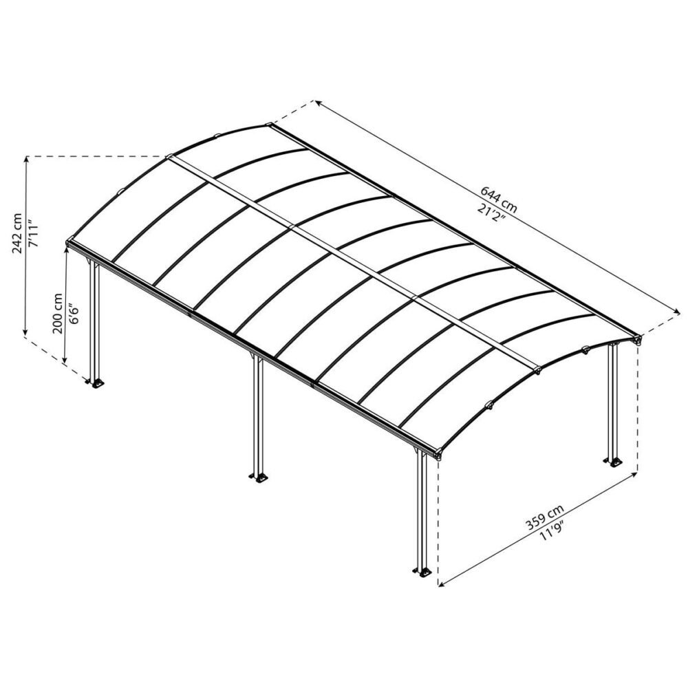 Carport en aluminium ARCADIA 6400 20,1 m² gris – Image 3